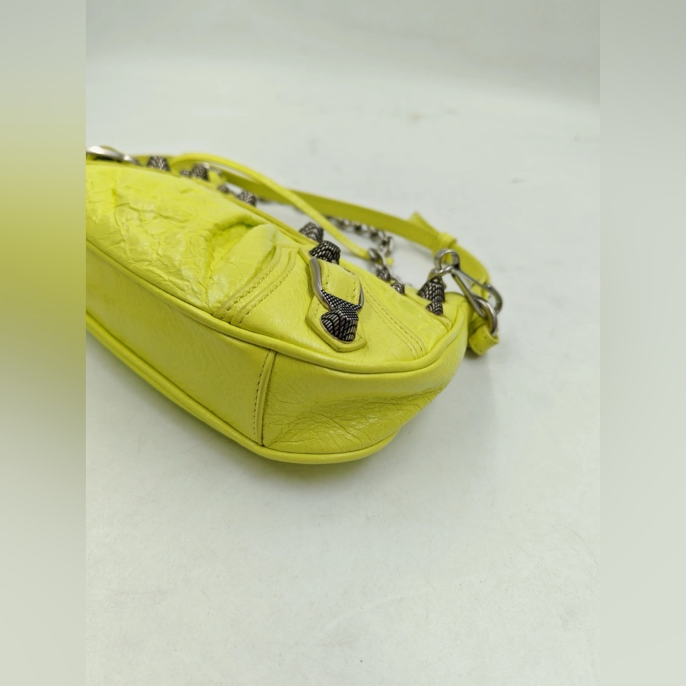 Authentic Balenciaga 2022 hot edition Fluo yellow le Cagole mini leather bag - Picture 7 of 14